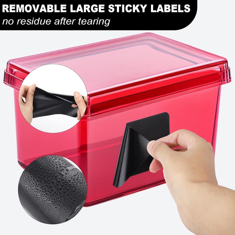 Thboxes 100 Pcs Labels for Storage Bins, 6 x 4 inch Black Large Label Stickers with 1 Liquid Chalk Marker Removable Labels Adhesive Chalkboard Labels Tear Resistant No Residue for School Business Home - Image 4